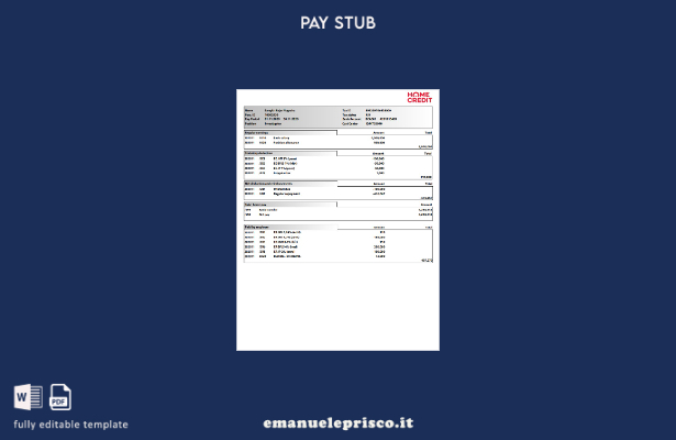 modello di busta paga per il credito domestico in stile verificato